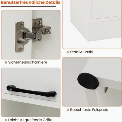 Opbergkast – Hoge Kast – Keukenkast – Dichte Deuren Kast – Open Planken Kast – 190 cm Hoog – Anti-Kantelbeveiliging & Stevig MDF Materiaal – Wit Naturel