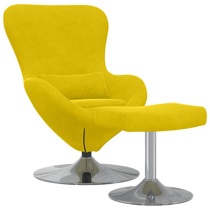 Fauteuil – Relaxstoel – Loungefauteuil – Draaistoel – Oorfauteuil – Geel Met Voetensteun – Fluweelstof – 360° Draaibaar