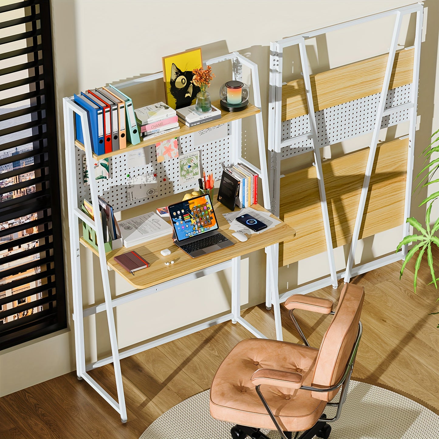 Compacte Bureau Tafel – 138 x 80 x 40 cm – Staand Bureau met Elegant Ontwerp en Natuurlijke Houtafwerking – Eenvoudig te Monteren – Perfect voor Kantoor, Woonkamer of Slaapkamer