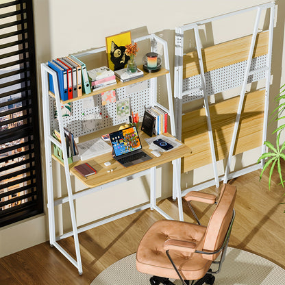 Compacte Bureau Tafel – 138 x 80 x 40 cm – Staand Bureau met Elegant Ontwerp en Natuurlijke Houtafwerking – Eenvoudig te Monteren – Perfect voor Kantoor, Woonkamer of Slaapkamer