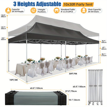 Pop-up Canopy Tent – Partytent – Paviljoen – Tent Overkapping – Markt Tent – 3x6 Meter – 6 Zijwanden – UV50+ Bescherming