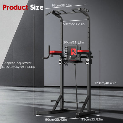 Optrekstang – Pull-up Bar – Krachtstation – Fitnessstang – Optrekapparaat – Verstelbare Hoogte 160-220 cm – Hydraulisch Ondersteund Systeem Met Rugsteun – Zwart