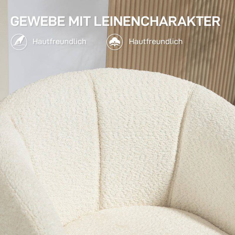 Draaifauteuil – Lounge Fauteuil – Swivel Stoel – Relaxfauteuil – Fauteuil Met Armleuningen – 360° Draaibaar – Linnenlook Stof – Metalen Poten