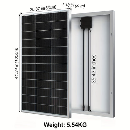 Zonnepaneel 120W – Solar Panel – Monokristallijn Paneel – 12V Batterijlader – Zonnecel Module – 10 Jaar Levensduur – Hoog Rendement 18V – 12BB Cellen