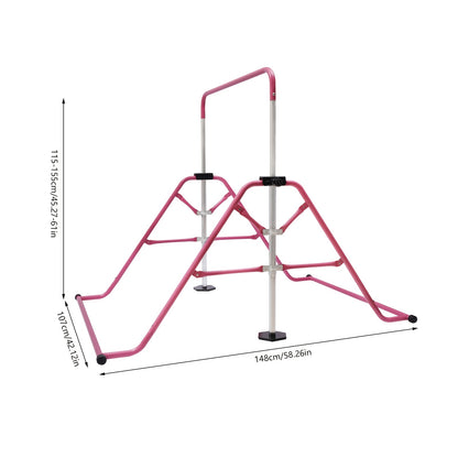 Turnstok – Gymnastiek Bar – Klimrek – Fitness Bar – Turnrek – Verstelbaar 115-155 cm – Stevig Stalen Frame Rosa