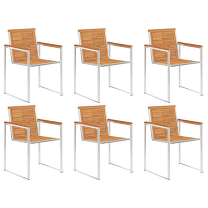 Tuinstoelen – Buitenstoelen – Houten Stoelen – Balkonstoelen – Terrasstoelen – Set van 6 – Acaciahout Met Kussens – Inklapbaar & Duurzaam