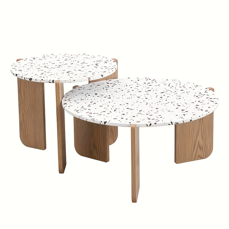 Bamboe Salontafel – Bijzettafel – Side Table – Balkon Tafeltje – Witte Set van 2 – Duurzaam Bamboo Materiaal – Geen Montage Nodig