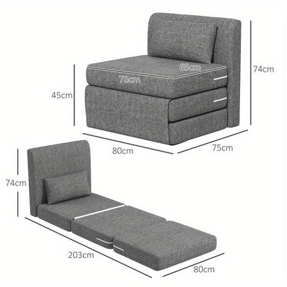 Opvouwbare Slaapstoel – Slaapzetel – Relaxstoel – Slaapfauteuil – Multifunctionele Stoel – 3-Posities Verstelbaar – Stevig Metalen Frame – Grijze Stoffering – Ruimtebesparend Design – Eenvoudige Montage