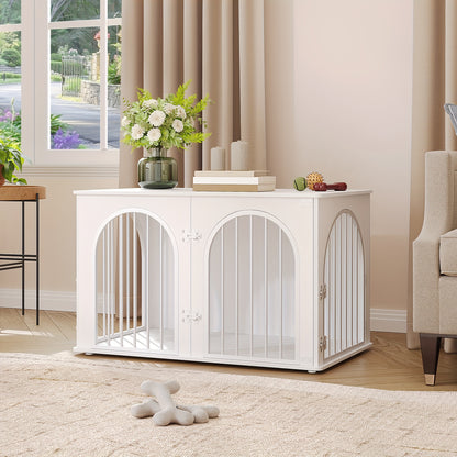 Hondenkennel – Hondenbench – Hondenkooi – Hondenhuis – Dierenverblijf – Modern Design – 3 Deuren & Boogvormige Toegang – Geschikt Voor Honden Tot 100kg – Multifunctioneel Meubel