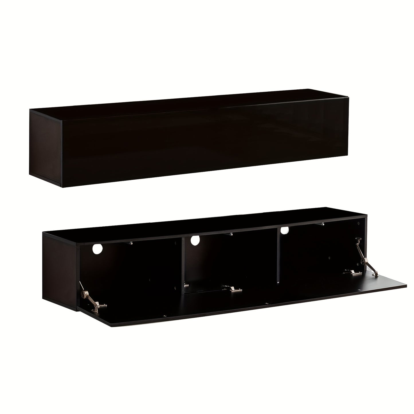 Zwevend TV Meubel – Wandmeubel – TV Kast – TV Console – Media Meubel – Matzwart – Push-Open Deur – Geschikt Tot 65 Inch
