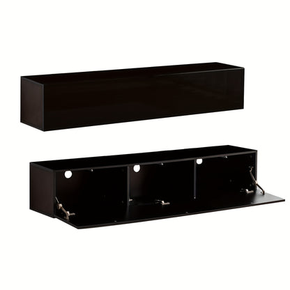 Zwevend TV Meubel – Wandmeubel – TV Kast – TV Console – Media Meubel – Matzwart – Push-Open Deur – Geschikt Tot 65 Inch