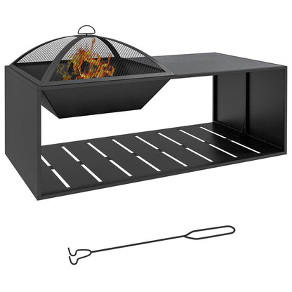 Vuurschaal – Vuurkorf – Tuinhaard – Sfeerhaard – Terrasverwarmer – RVS Staal – Keramisch Tafelblad – Inclusief Vuurschep – 101x51x56 cm