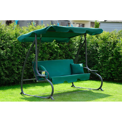 Tuinbankje – Tuinschommel – Buitenbank – 3-Persoons Tuinbank – Schommelbank – Inklapbaar – Stevig Gepoedercoat Stalen Frame
