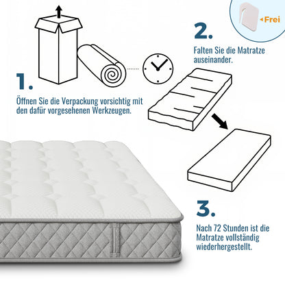 Matras – Koudschuimmatras – Pocketveringmatras – Orthopedisch Matras – Tweepersoonsmatras – 120x200 cm – 7-Zones Pocketvering – Medium Stevig H3 – 20 cm Hoog – 4 Handvatten – Vacuumverpakt