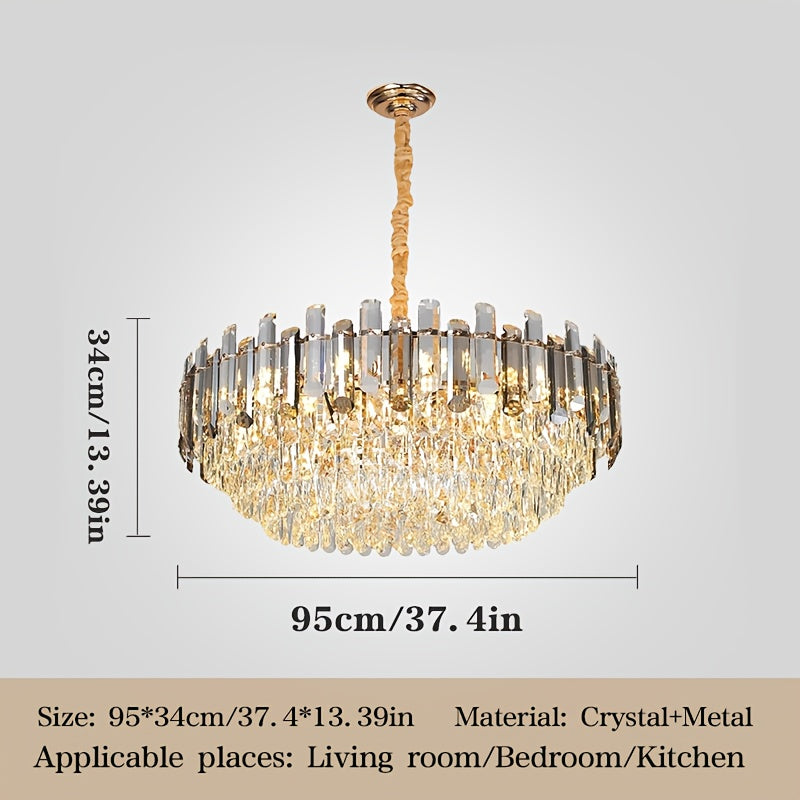 Kroonluchter – Hanglamp – Plafondlamp – Kristallen Lamp – Verlichting – Rond Groot Design – Chroom Afwerking – Semi-Flush Bevestiging