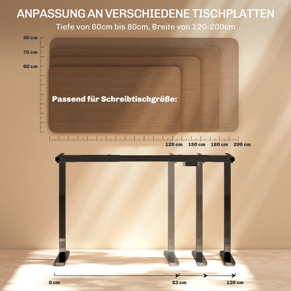 Elektrisch Verstelbaar Bureauframe – Zit Sta Bureauframe – Hoogte Verstelbaar Bureau – Bureauonderstel Elektrisch – Stalen Bureauframe Zwart – Geheugenfunctie Met 4 Instellingen – Stil En Energiezuinig