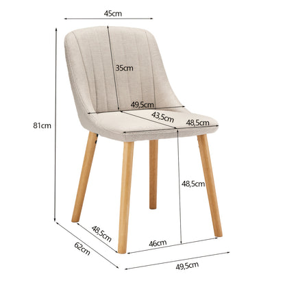 Eetkamerstoel – Keukenstoel – Stoel – Kuipstoel – Armstoel – Set Van 4 – Beige – Memory Foam Zitting – Stevige Houten Poten
