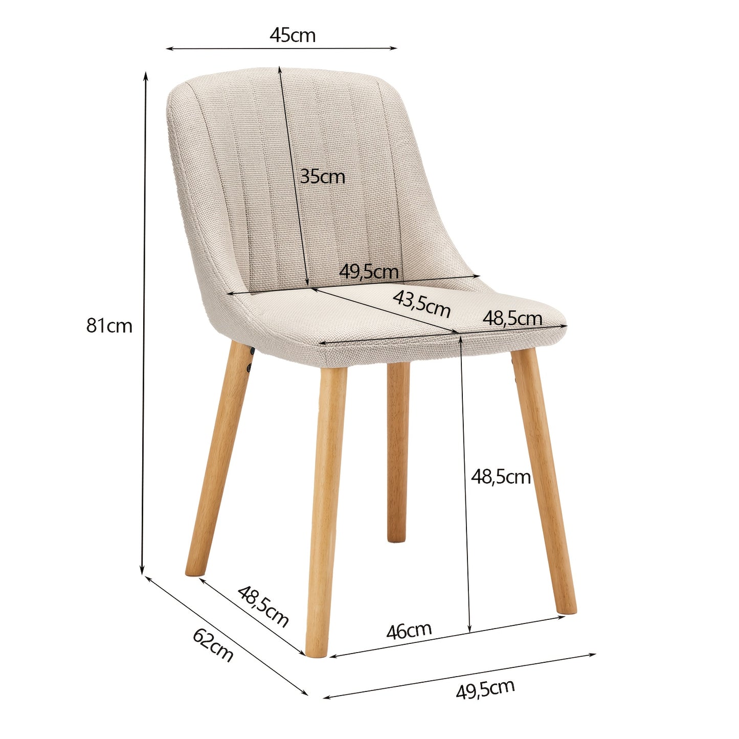 Eetkamerstoelen – Stoelen – Kuipstoelen – Armstoelen – Keukenstoelen – Ergonomisch Design – Houten Poten – Set van 2 – Beige