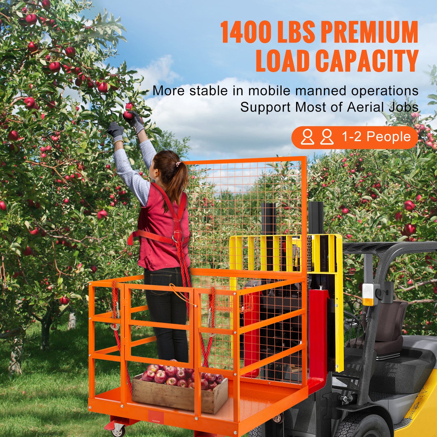 Heftruck Werkplatform – Veiligheidskooi – Heftruck Platform – Werkbak – Werkplatform Met Wieltjes – Draagvermogen 635 kg – Gegalvaniseerd Staal