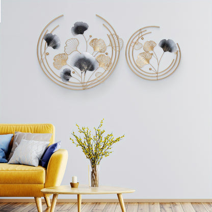 Muurdecoratie – Wanddecoratie – Wandbord – Wandkunst – Wandversiering – Gouden 3D Metalen Design – Set Groot 69cm & Klein 47cm