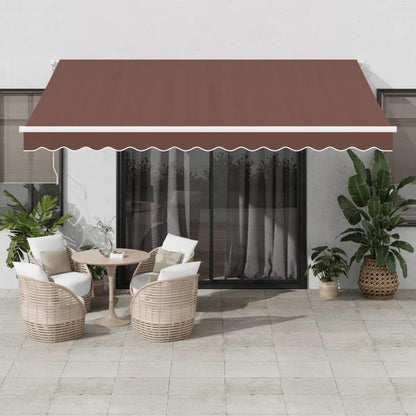 Handmatig Zonnescherm – Uitschuifbare Luifel – Schaduwdoek – Terrasscherm – Zonwering – Marrone Bruin – 400x300 cm – Weerbestendig Metalen Frame