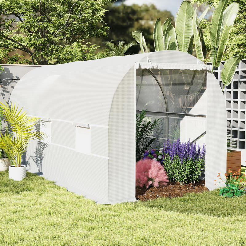 Kweekkas – Tuinkas – Mini Kas – Moestuin Kas – Groentekasje – Walk-in Kas Met Metalen Frame – 4,45x2x2 Meter – Duurzaam Polypropyleen Zeil – Lichtgewicht & Weerbestendig