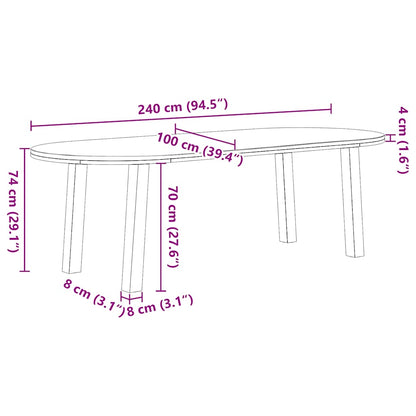 Eettafel – eetkamertafel – tafel – massief houten tafel – robuuste tafel – Massief Eikenhout – 240x100x74 cm – Stevige Stalen Poten Anthraciet