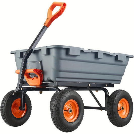 Tuinkar – Kruiwagen – Transportwagen – Zware Lasten Kar – Tuinwagen – Grijs – Draagkracht 362,87 kg – 180° Draaibare Handgreep Met Snelle Kiepfunctie