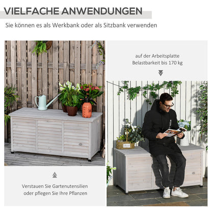 Opbergbox Tuin – Opbergkist Buiten – Tuinkussenbox – Tuinberging – Tuinkist – Grote Houten Opbergbox – Duurzaam Grenenhout – 127x56x60 cm – Houten Deksel