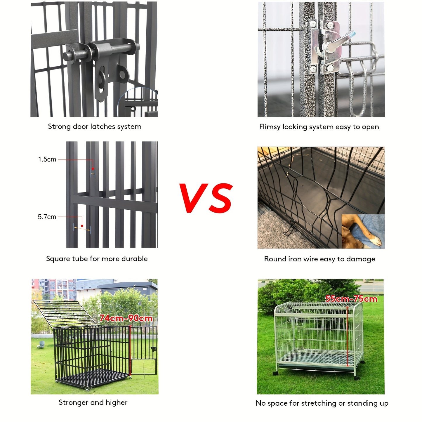 Hondenbench – Hondenkooi – Hondenhok – Hondenbox – Hondenkennel – 3 Deuren & 4 Wielen – Robuust Metaal & Afneembare Lade
