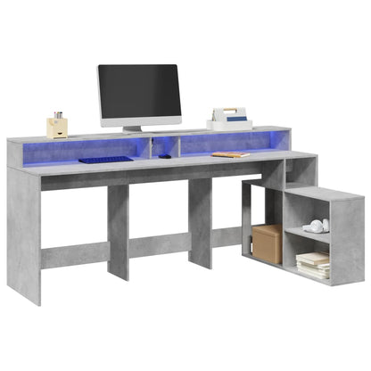 Bureau – Werkplek Desk – Laptoptafel – Computertafel – Schrijftafel – Betongrijs – RGB LED Verlichting – Duurzaam Behandeld Hout