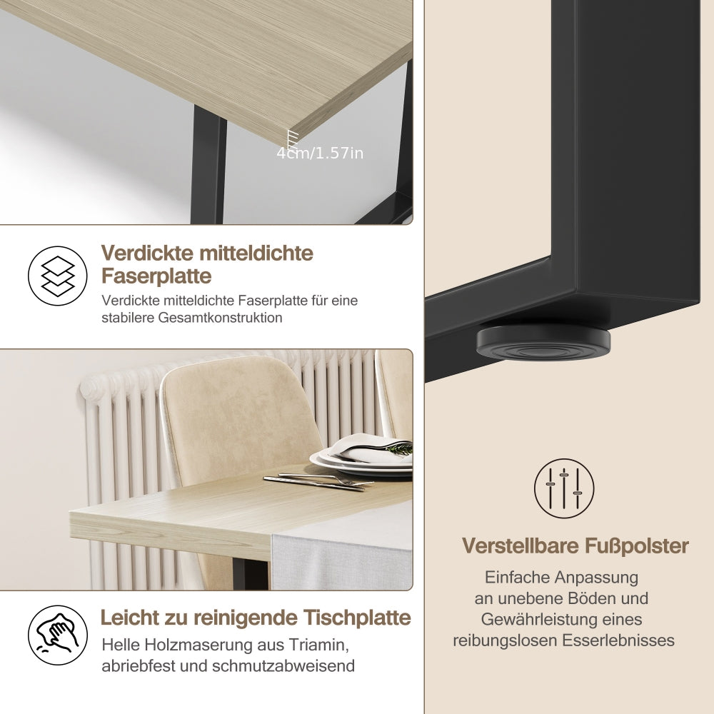 Eettafel – Keukentafel – Tafel – Eetkamertafel – Industriële Tafel – 160x80 cm – Stevig Metalen Frame – Water- en Krasbestendig