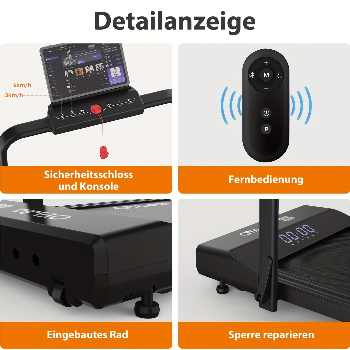 4-In-1 Collapsible Treadmill | 12 Predefined Workouts | 0.75HP Quiet Motor | LCD Screen Featuring 3/6 Quick Speed Buttons | APP + Remote + Control Panel for Triple Operation | Integrated Music Speakers | 120KG Weight Limit Co