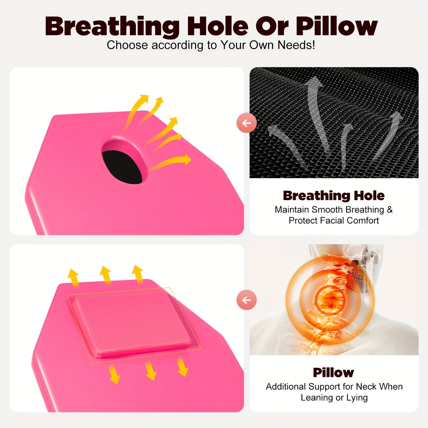 Flexible Design Stable Structure High Load-bearing Capacity Pillow Beauty Bed for Professional Massage Therapists, Masseurs