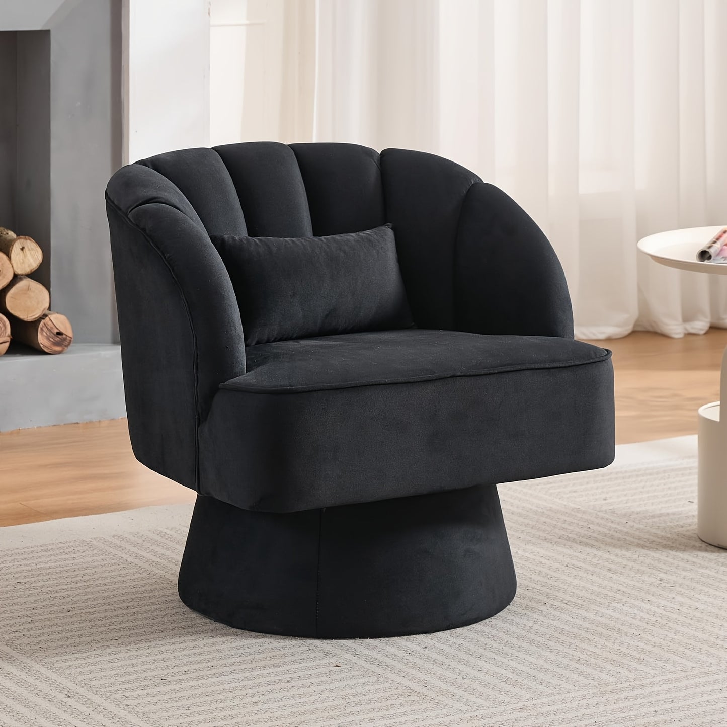 Draaifauteuil – Fauteuil – Accentstoel – Loungestoel – Zitzak – Zachte Velvet Bekleding – 360° Draaibaar – Wit