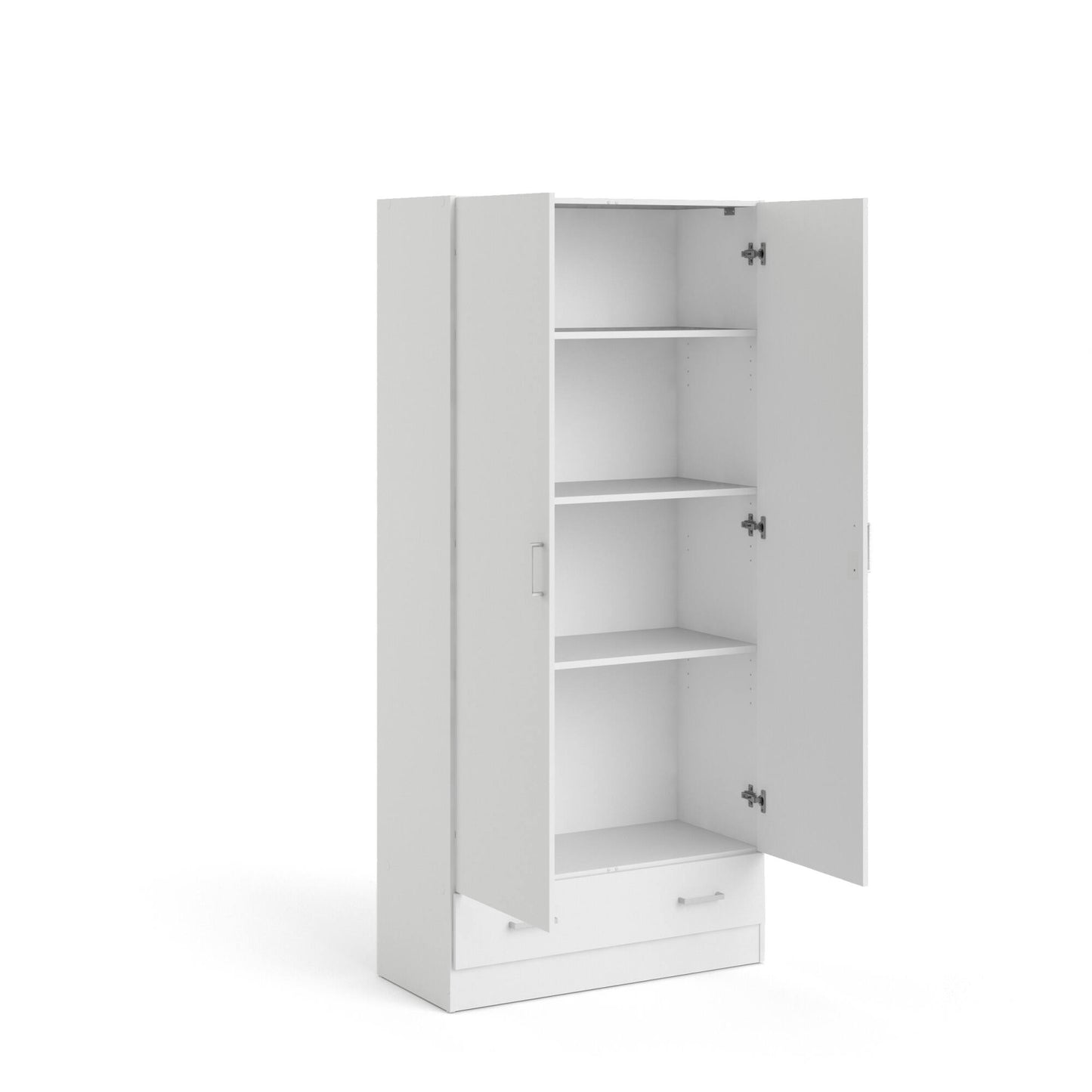 2-Deurs Kledingkast – Garderobekast – Kledingrek – Opbergkast – Kast Wit – Compact 79x36x170 cm – Melamine Spaanplaat