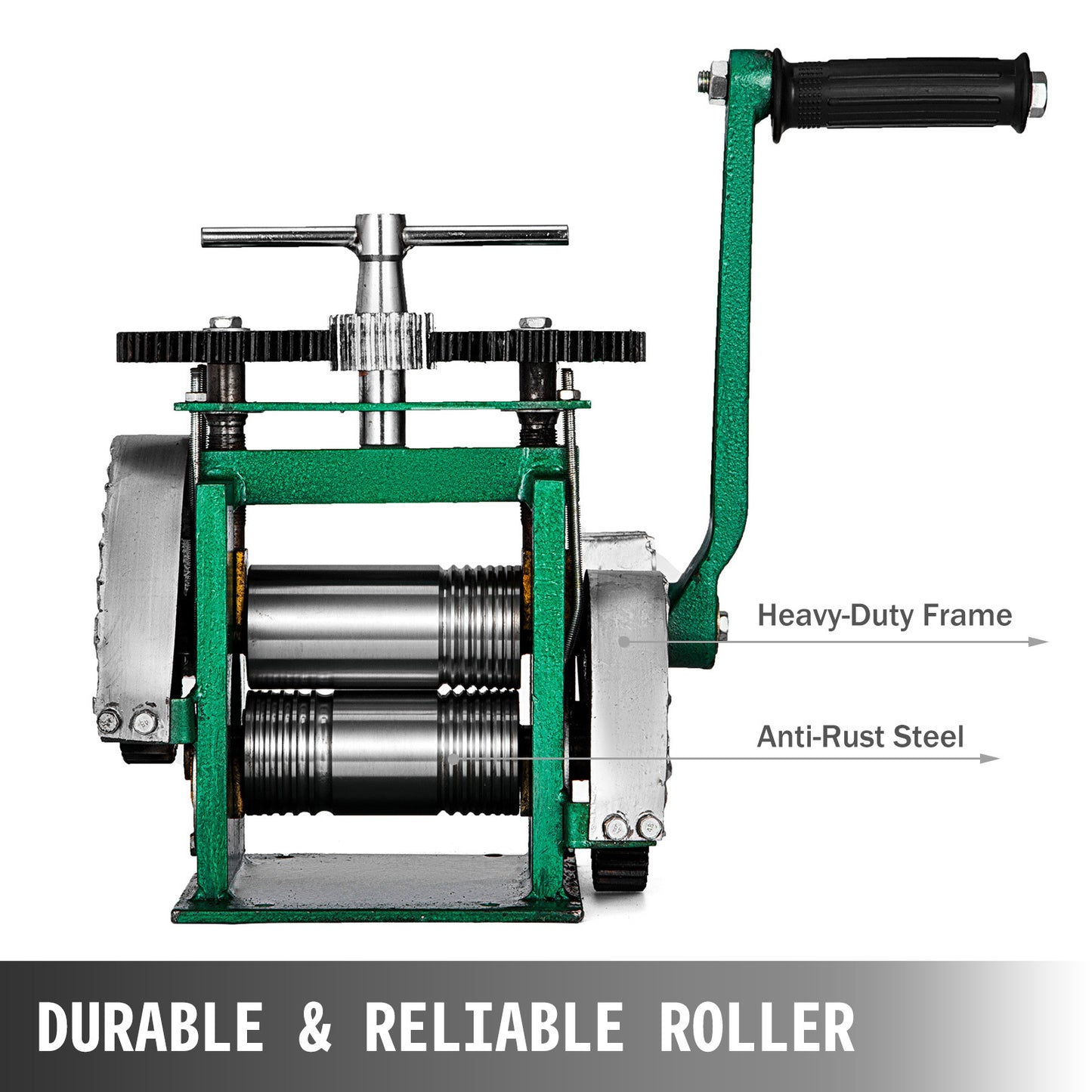 Rollerspers – Metaalwals – Juwelierswals – Walsmachine – Metaalroller – 120 mm Breedte – 4:1 Overbrengingsverhouding