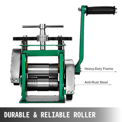 Rollerspers – Metaalwals – Juwelierswals – Walsmachine – Metaalroller – 120 mm Breedte – 4:1 Overbrengingsverhouding