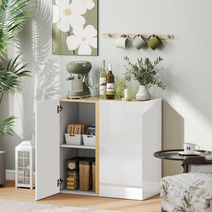 Dressoirkast – Dressoir – Sideboard – Opbergkast – Kabinet – Hoogglans Wit – Soft-Close Deuren – Verstelbare Legplank