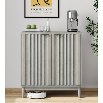 Dressoir – Opbergkast – Ladekast – Buffetkast – Wandkast – Grijs – Uniek Groefdesign – Verstelbare Binnenvakken – 3 Hoogtes