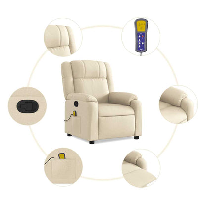 Massagestoel – Relaxstoel – Fauteuil – Massagefauteuil – Verstelbare fauteuil Crème – Handmatig Verstelbaar – Comfortabele Stoffering