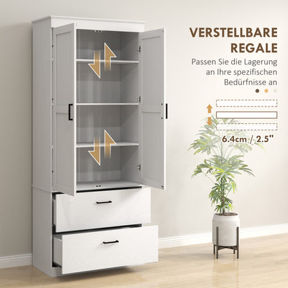 Keukenkast – Hoge Kast – Opbergkast – Buffetkast – Ladekast – Verstelbare Planken – Hout Crème Wit – 75x39x178 cm – Anti-Kantel Veilig