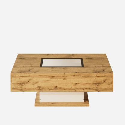 Modern Metal Coffee Table with 2 Drawers - Sleek Rectangular Design for Living Room or Side Table, Easy Assembly, No Power Needed, Living Room Accessory, Contemporary Furniture, Woodlike Finish