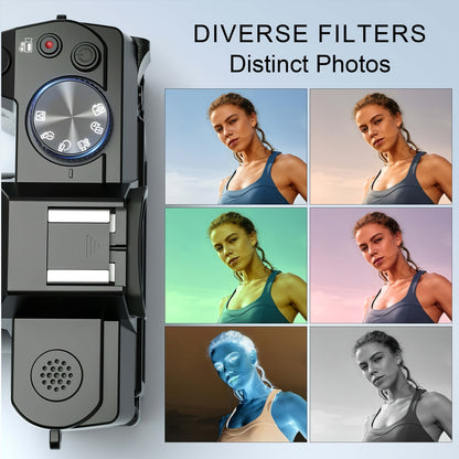Digitale Camera – Fotocamera – Vlogcamera – Compact Camera – Reiscamera – 48 Megapixel Sensor – 180° Kantelbaar OLED-scherm – Zwart