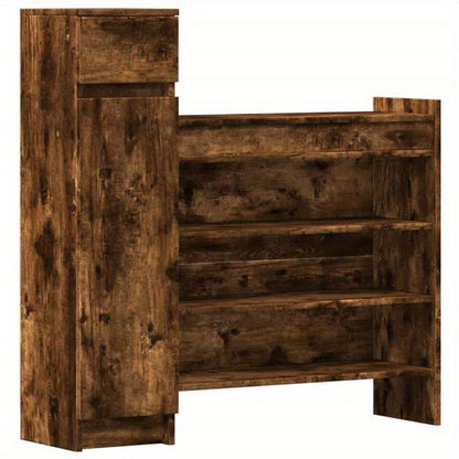 Schoenenrek – Schoenenkast – Schoenendisplay – Schoenenopberger – Schoenrek Gerookt Eiken Marrone – Compact 100,5x28x100 cm – Duurzaam Plywood