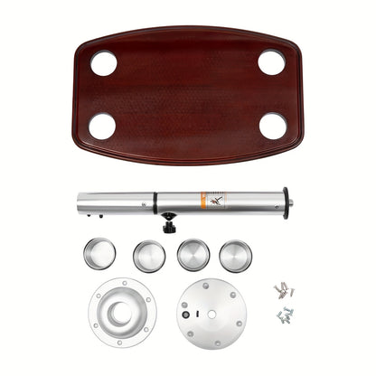 Verstelbare Tafel – Kampeertafel – Caravantafel – Boottafel – Campertafel – Eikenhouten Blad – 4 Bekerhouders – Hoogte Verstelbaar 56,5-72 cm