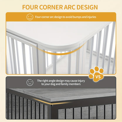 Hondenbench – Hondenkooi – Hondenhok – Hondenkennel – Hondenverblijf – Wit Metalen Frame – Multi-Deurs Toegang 80x55x61,5cm – Ruime Bench Voor Kleine en Middelgrote Honden