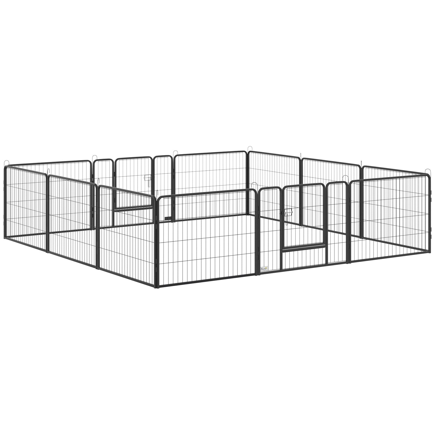 Hondenren – Binnenren – Buitenren – Dierenren – Hokkenren – Modulair Ontwerp – Stalen Epoxy Afwerking – 80 x 60 cm – Zwart – Met Vergrendelbare Poort