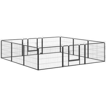 Hondenren – Binnenren – Buitenren – Dierenren – Hokkenren – Modulair Ontwerp – Stalen Epoxy Afwerking – 80 x 60 cm – Zwart – Met Vergrendelbare Poort