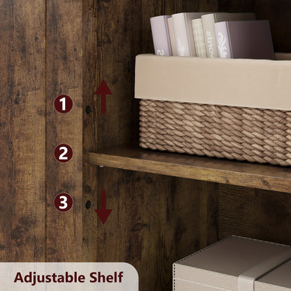 Kast – Opbergkast – Bergkast – Badkamerkast – Kast Met Glazen Deuren – 127 cm Hoog – MDF Materiaal – Verstelbare Planken – Vrijstaand – Anti-Kantel Veiligheid – Modern Bruin Design